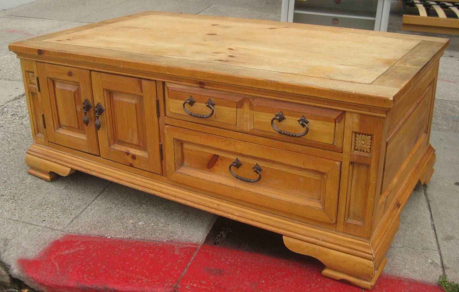 Uhuru Furniture & Collectibles: Sold – Pine Coffee Table W Throughout Pine Coffee Tables With Storage (Photo 5 of 30)