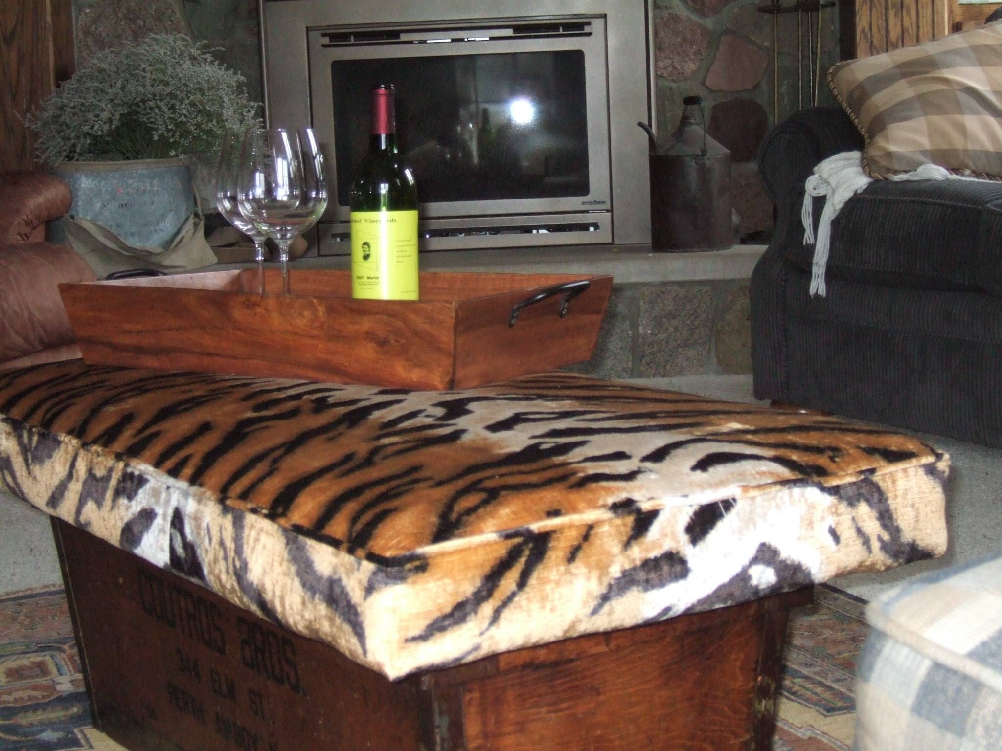 Upholstered Cushion Footstool Doubles As Coffee Table – Sew What Pertaining To Animal Print Ottoman Coffee Tables (View 3 of 30)