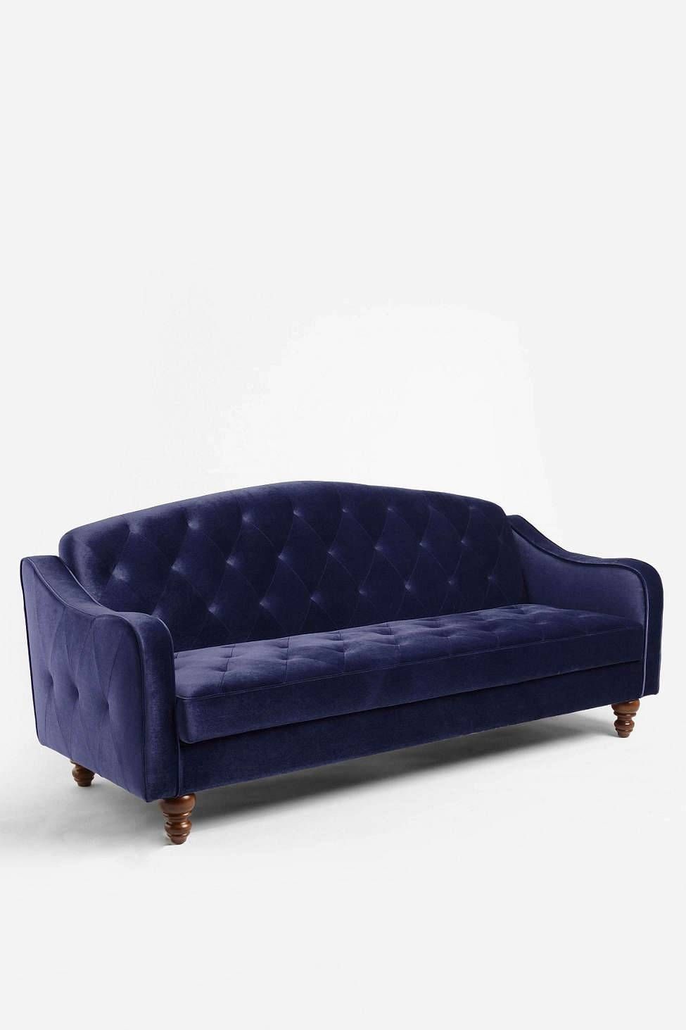 Urban Outfitters Ava Velvet Tufted Sleeper Sofa – Copycatchic Regarding Blue Tufted Sofas (View 24 of 30)