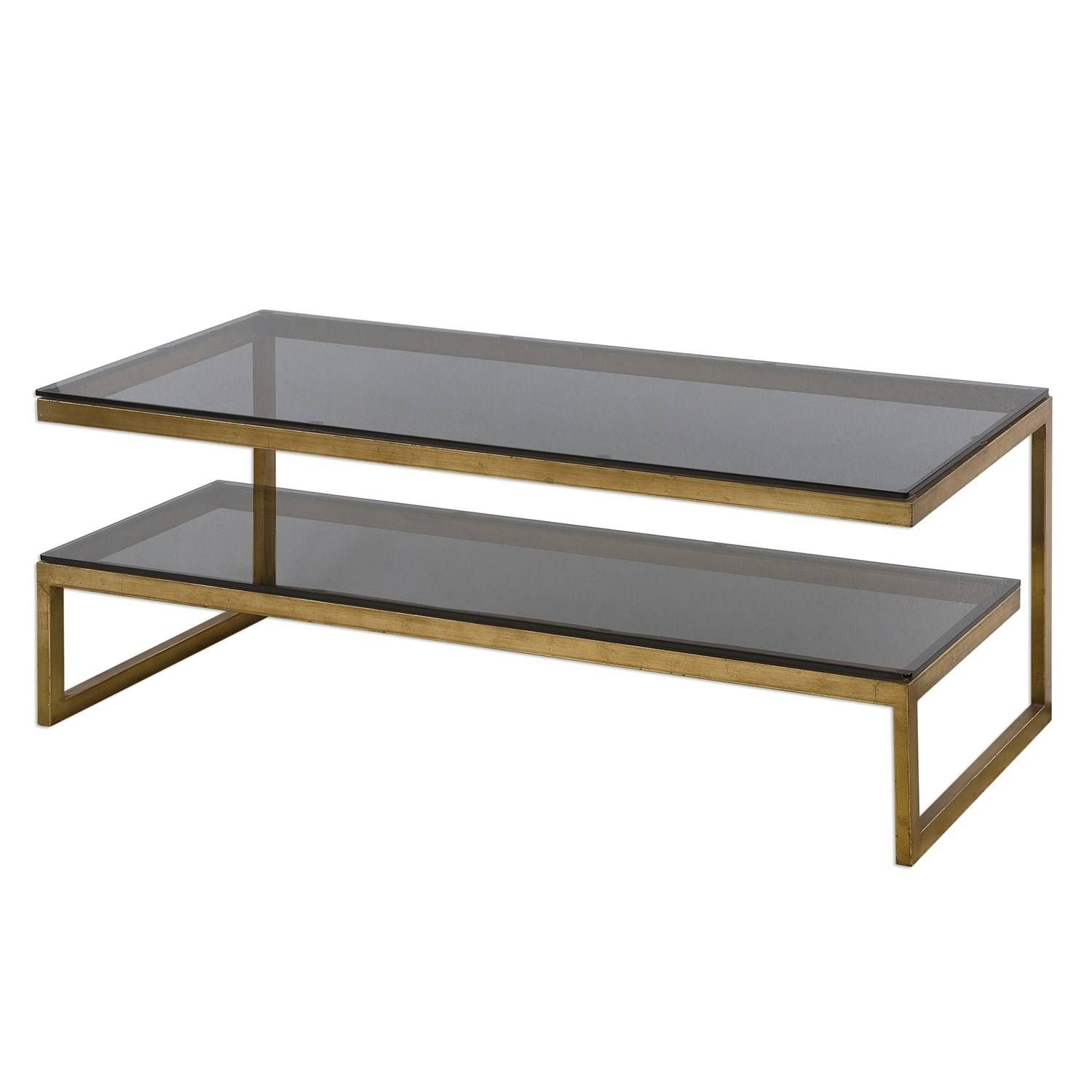 Uttermost 24619 Adeen Glass Coffee Table – Homeclick In Glass Coffee Tables With Shelf (View 25 of 30)