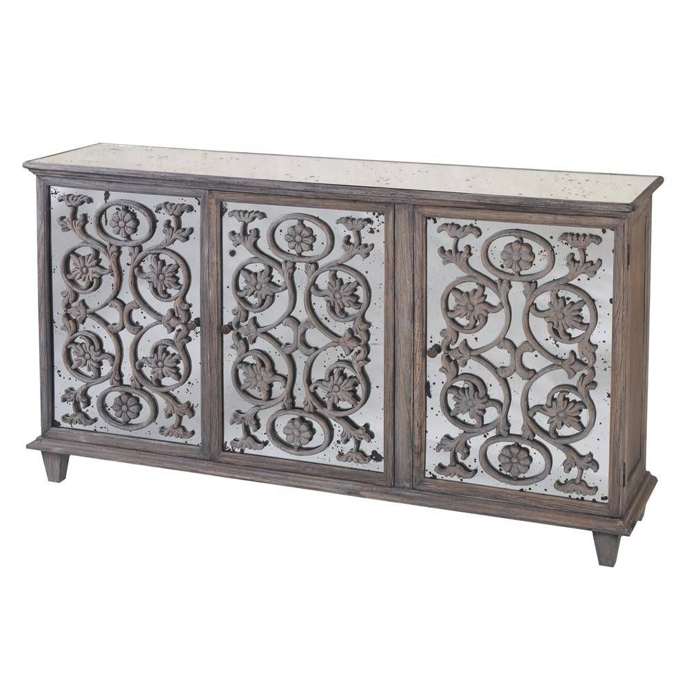 Venetian Aged Large Mirrored Sideboard – Crown French Furniture Within Venetian Mirrored Sideboards (View 14 of 30)