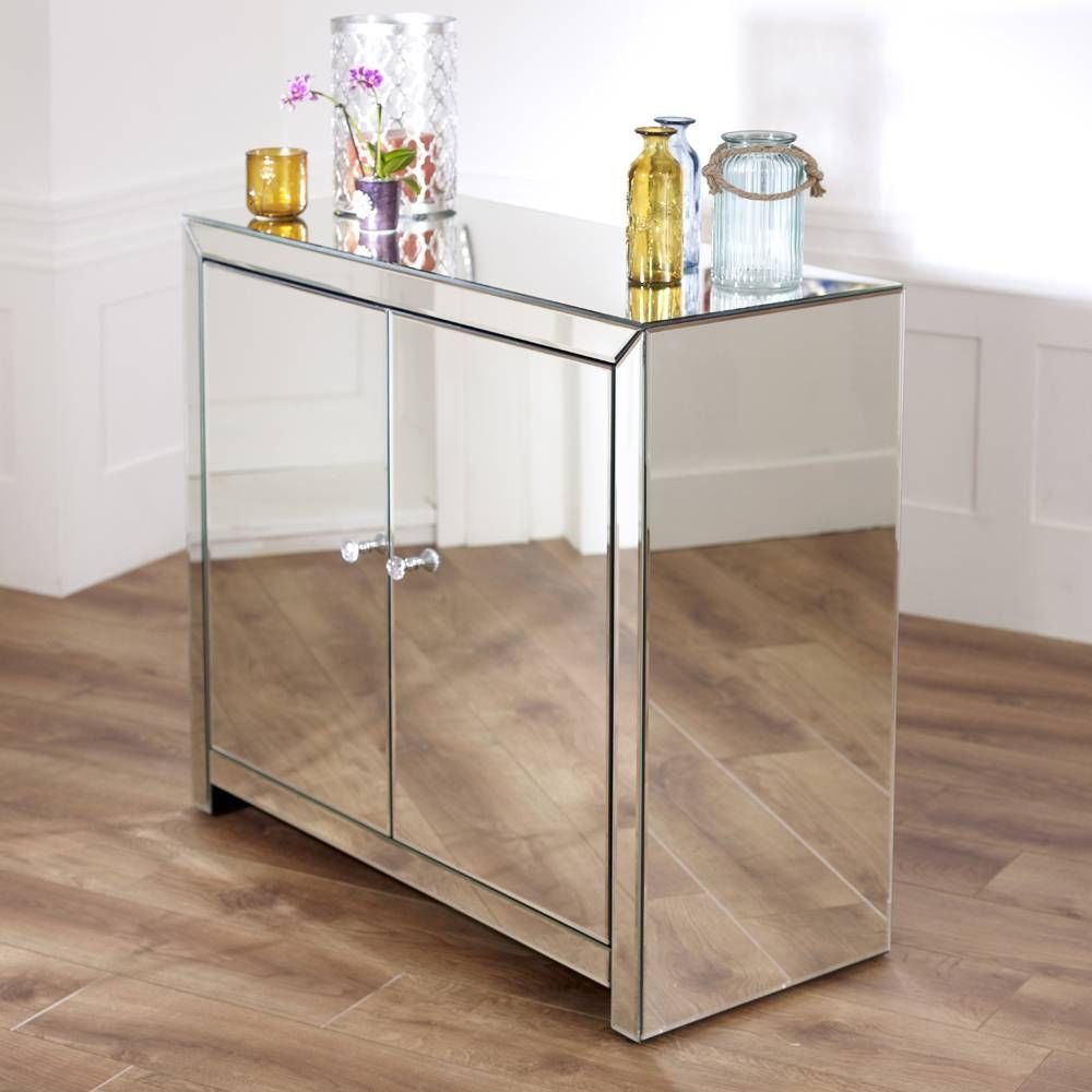 Venetian Mirrored 2 Door Sideboard For Small Mirrored Sideboards (View 8 of 30)