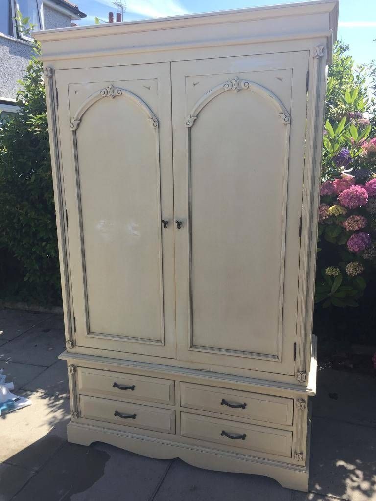 Victorian Antique Style Shabby Chic Cream Double Wardrobe | In For Victorian Style Wardrobes (View 13 of 15)