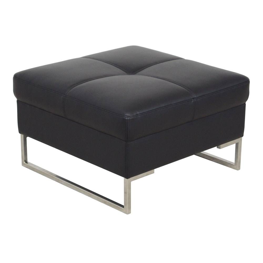 Vienna Leather Footstool Black – Dwell Inside Leather Footstools (View 9 of 30)