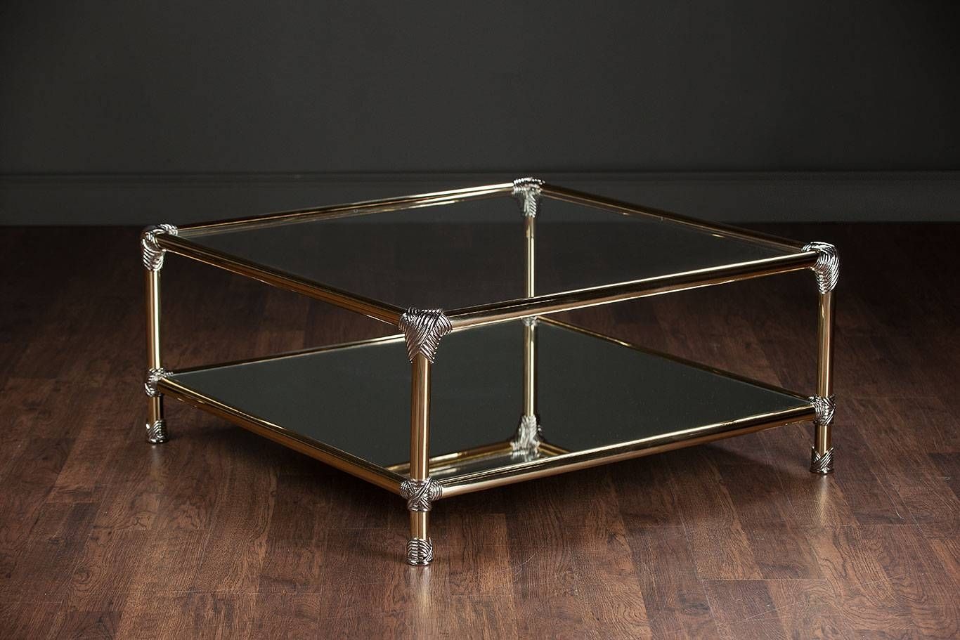 Vintage Brass And Chrome Coffee Table – Mecox Gardens For Antique Brass Glass Coffee Tables (View 30 of 37)