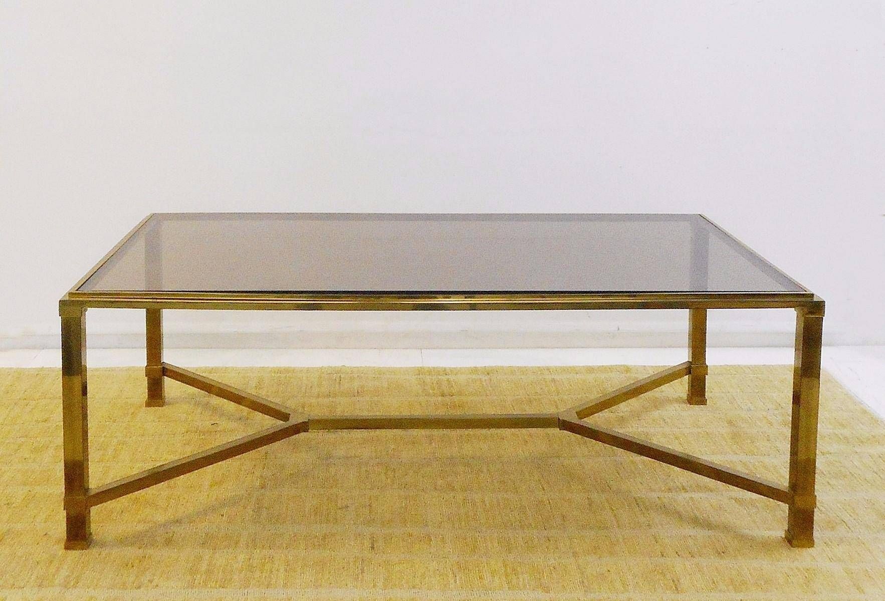 Vintage Brass & Smoked Glass Coffee Table For Sale At Pamono Intended For Retro Smoked Glass Coffee Tables (View 18 of 30)