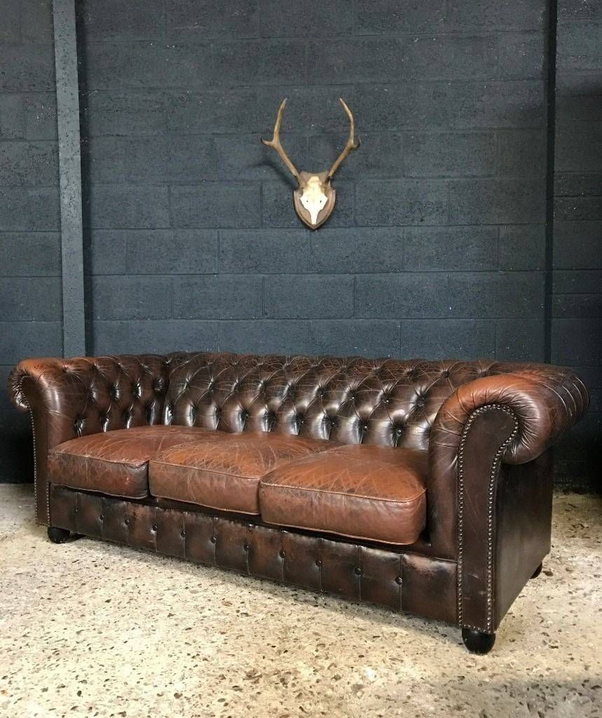 Vintage Brown Leather Chesterfield Sofa (delivery Available) | In With Vintage Chesterfield Sofas (Photo 9 of 30)