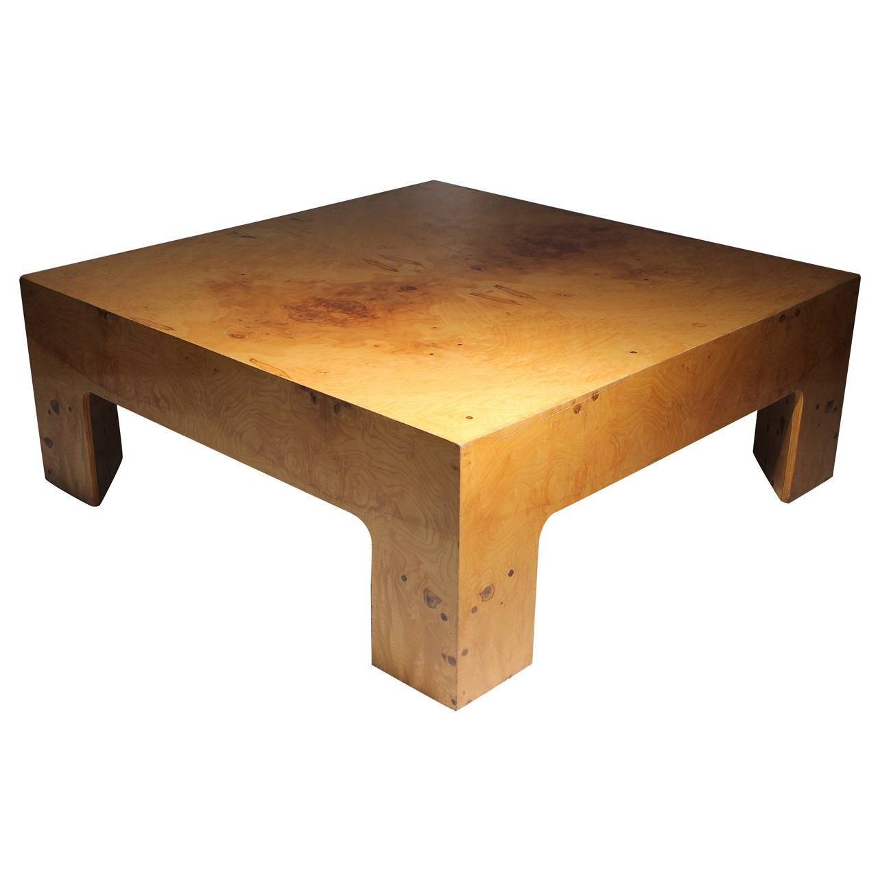 Vintage Burl Coffee Table Attributed To Milo Baughman For Sale At Pertaining To Coffee Table Rounded Corners (Photo 1 of 30)