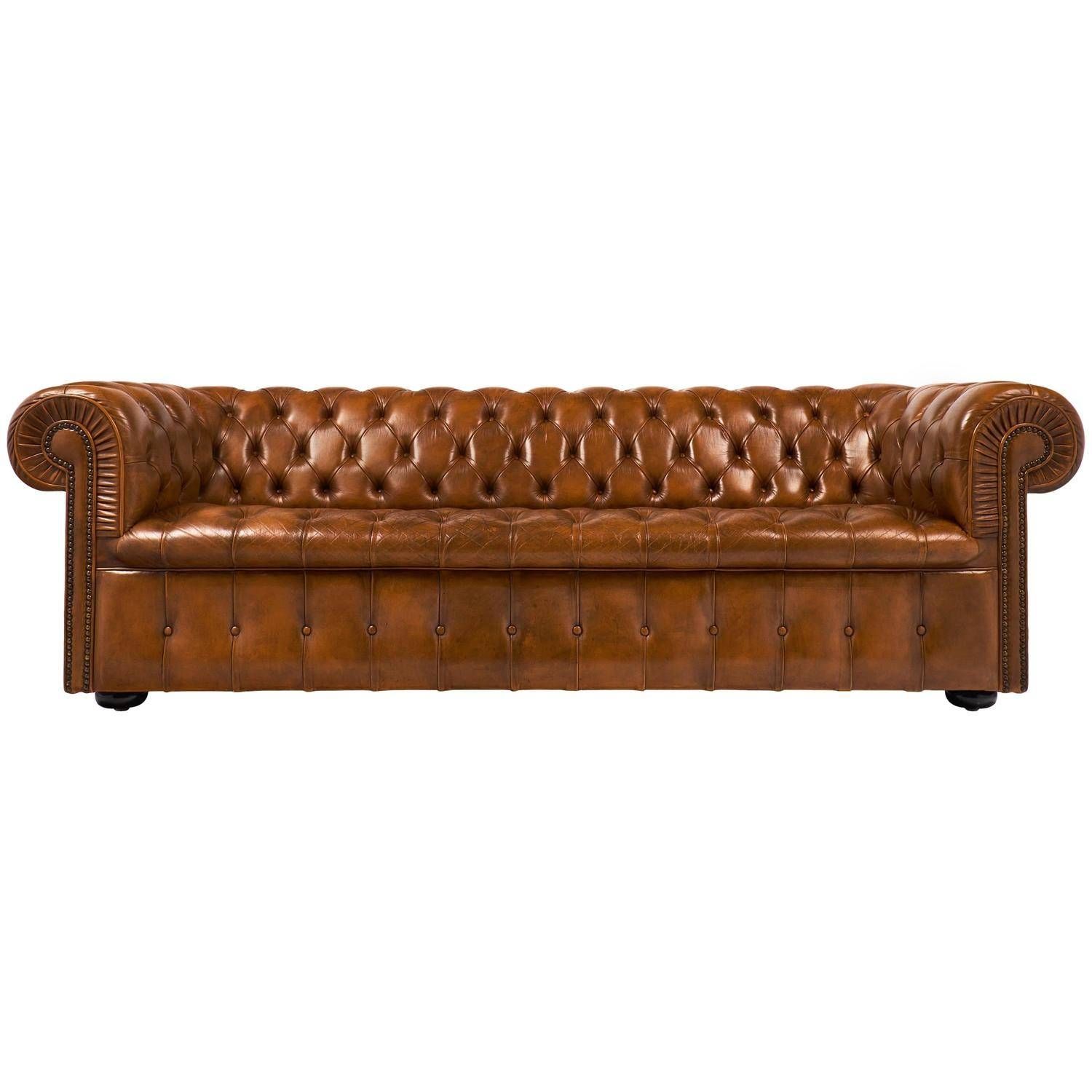 Vintage English Cognac Leather Chesterfield Sofa At 1stdibs Within Vintage Chesterfield Sofas (Photo 10 of 30)