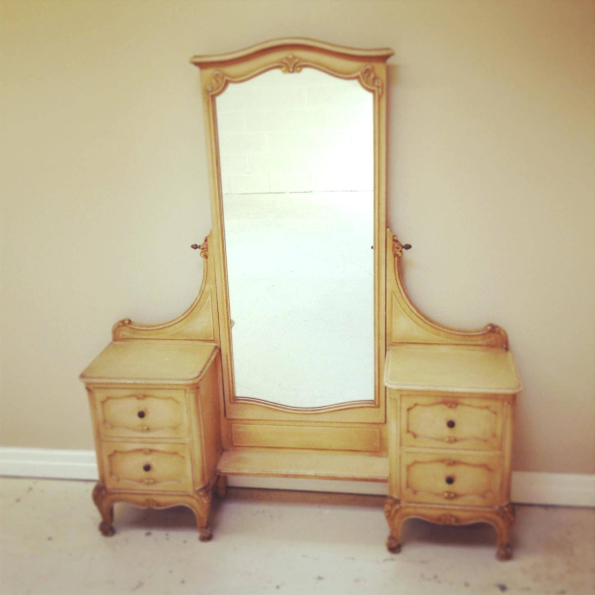 Vintage French Dressing Table Long Mirrorlarge Mirror On Stand In Antique Full Length Mirrors (View 23 of 25)