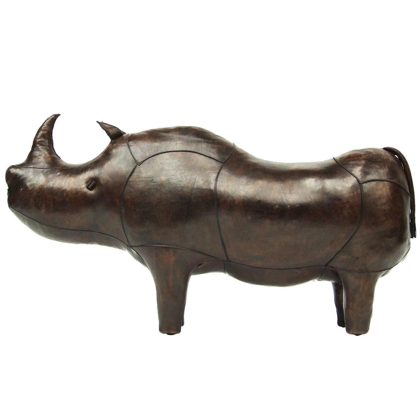 Vintage Large Omersa Leather Rhino Footstool Sculpture For Sale At Pertaining To Large Footstools (Photo 21 of 30)