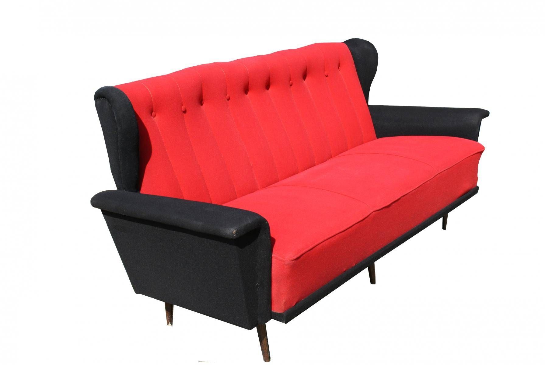 Vintage Red & Black Sofa, 1950s For Sale At Pamono Regarding Sofa Red And Black (View 22 of 25)