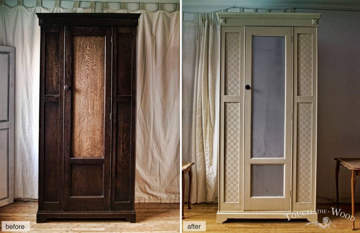 Vintage Shabby Chic Wardrobe With Mesh (no. 01) – Touch The Wood Throughout How To Shabby Chic A Wardrobes (Photo 2 of 15)