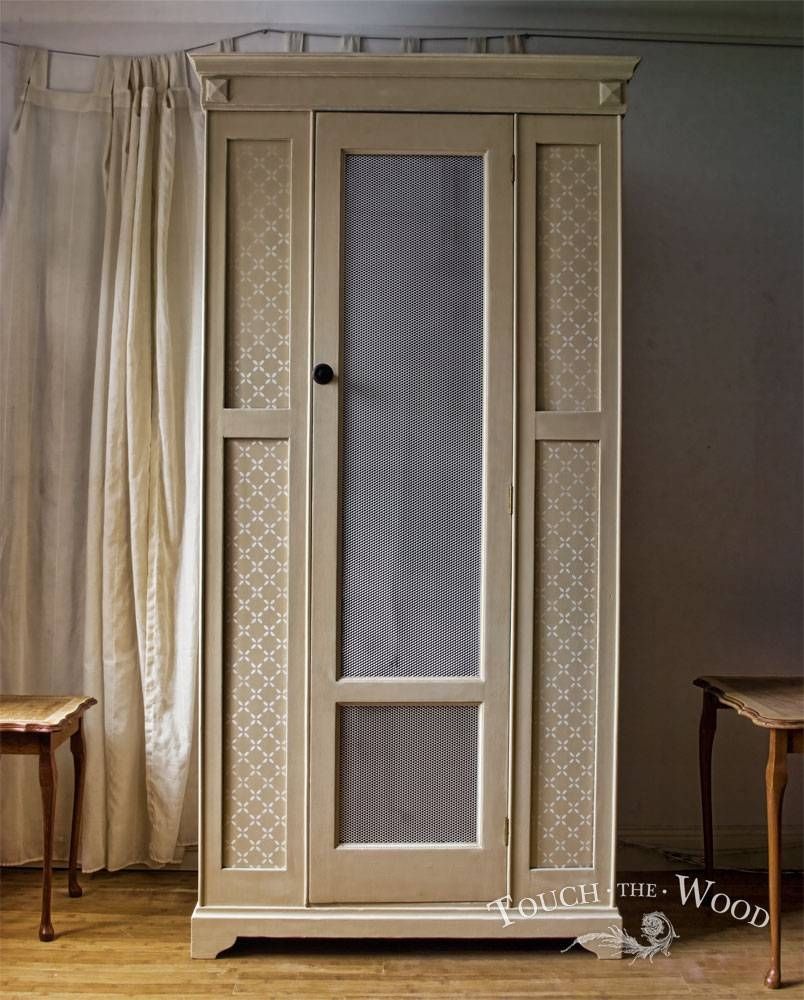 Vintage Shabby Chic Wardrobe With Mesh (no. 01) – Touch The Wood Within How To Shabby Chic A Wardrobes (Photo 4 of 15)