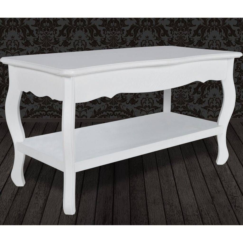 Vintage White Wooden Coffee Table French Shabby Chic Retro Living Intended For Retro White Coffee Tables (View 29 of 30)