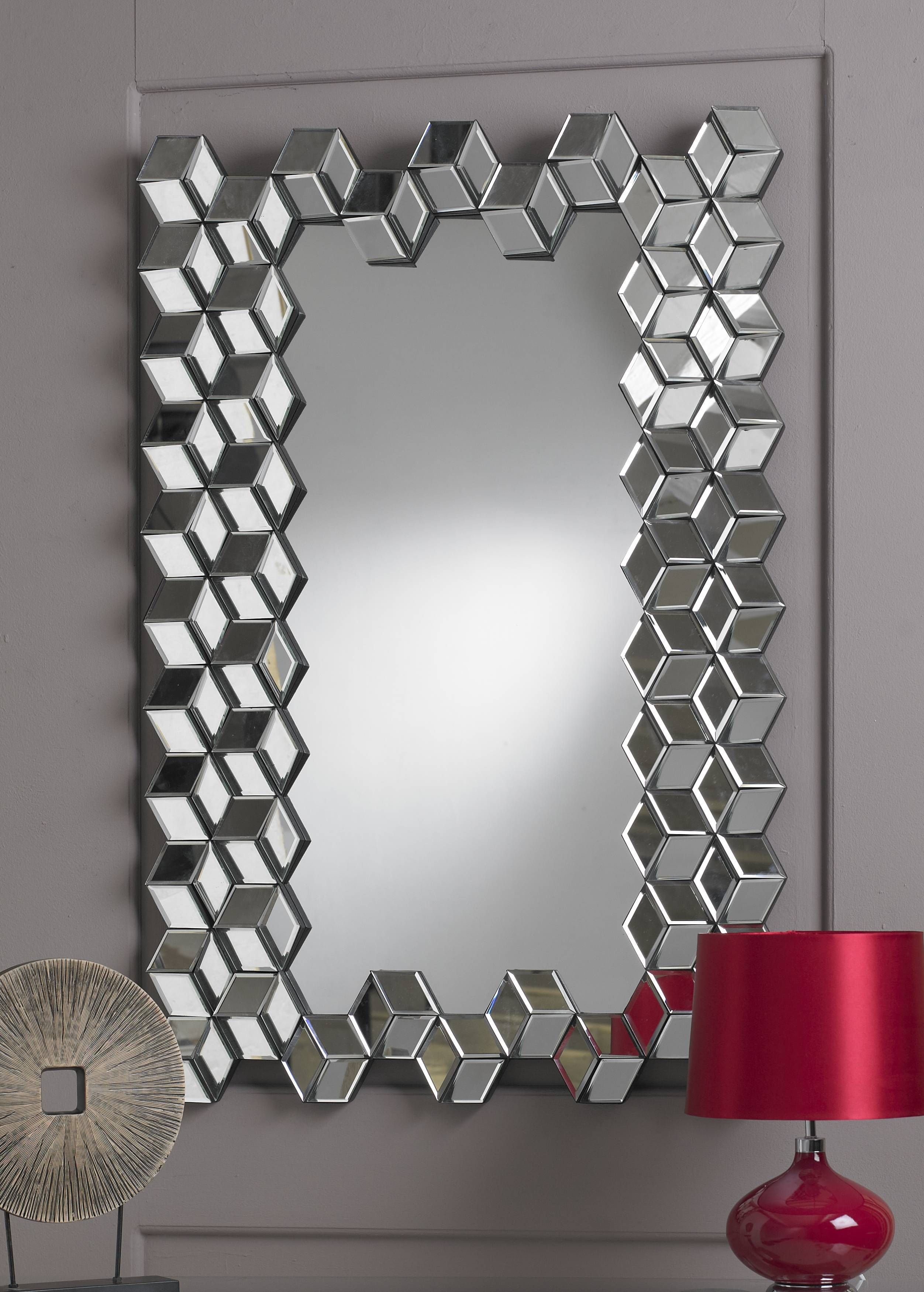 Wall Decor: Red Wall Mirror Design. Red Mosaic Wall Mirror (View 1 of 25)