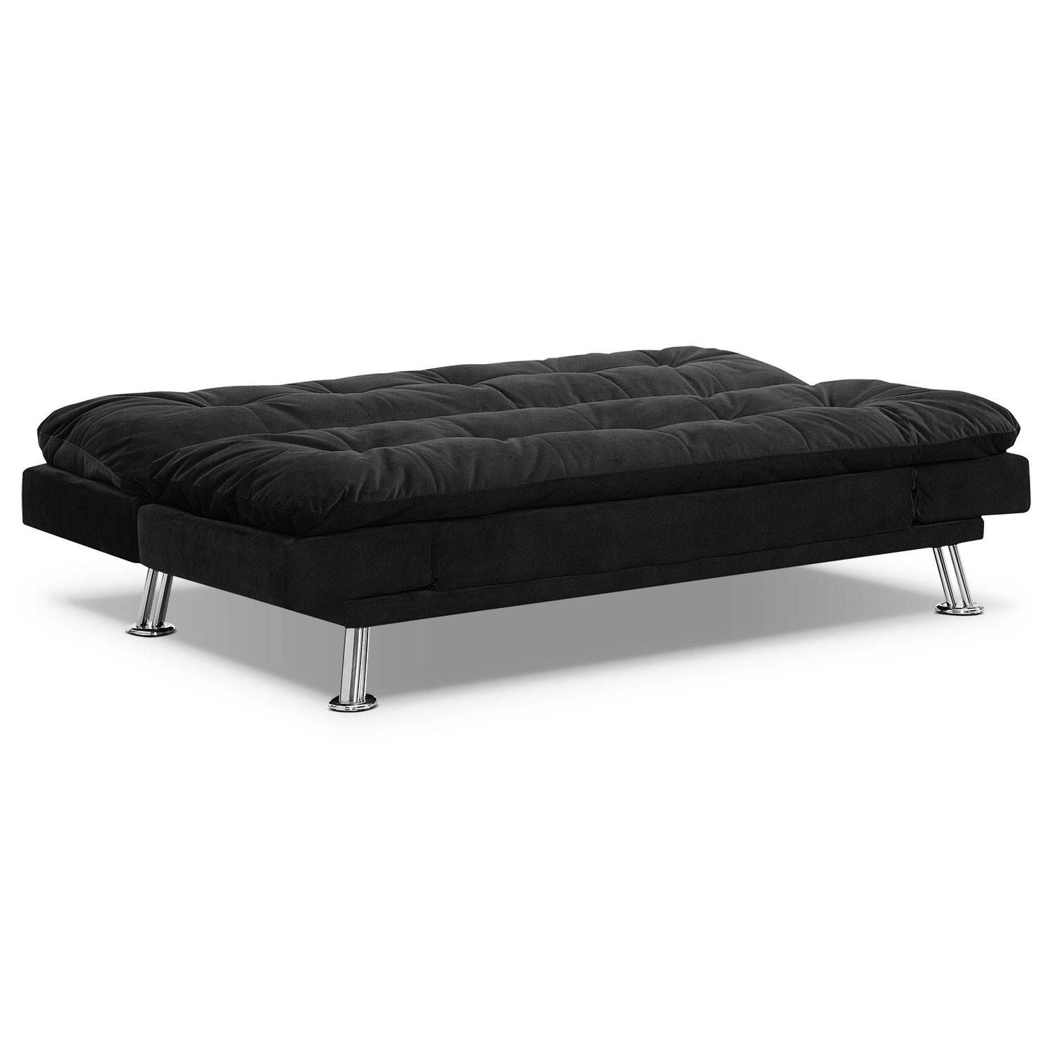 Waltz Futon Sofa Bed – Black | Value City Furniture Intended For Fulton Sofa Beds (Photo 28 of 30)