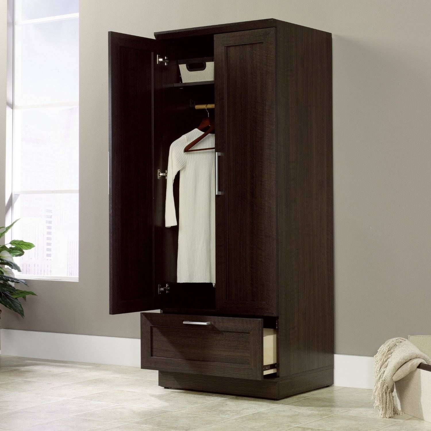 Wardrobe : Dark Wood Fitted Wardrobe Painting A Dark Wood Wardrobe Inside Dark Wood Wardrobes Armoires (Photo 4 of 30)