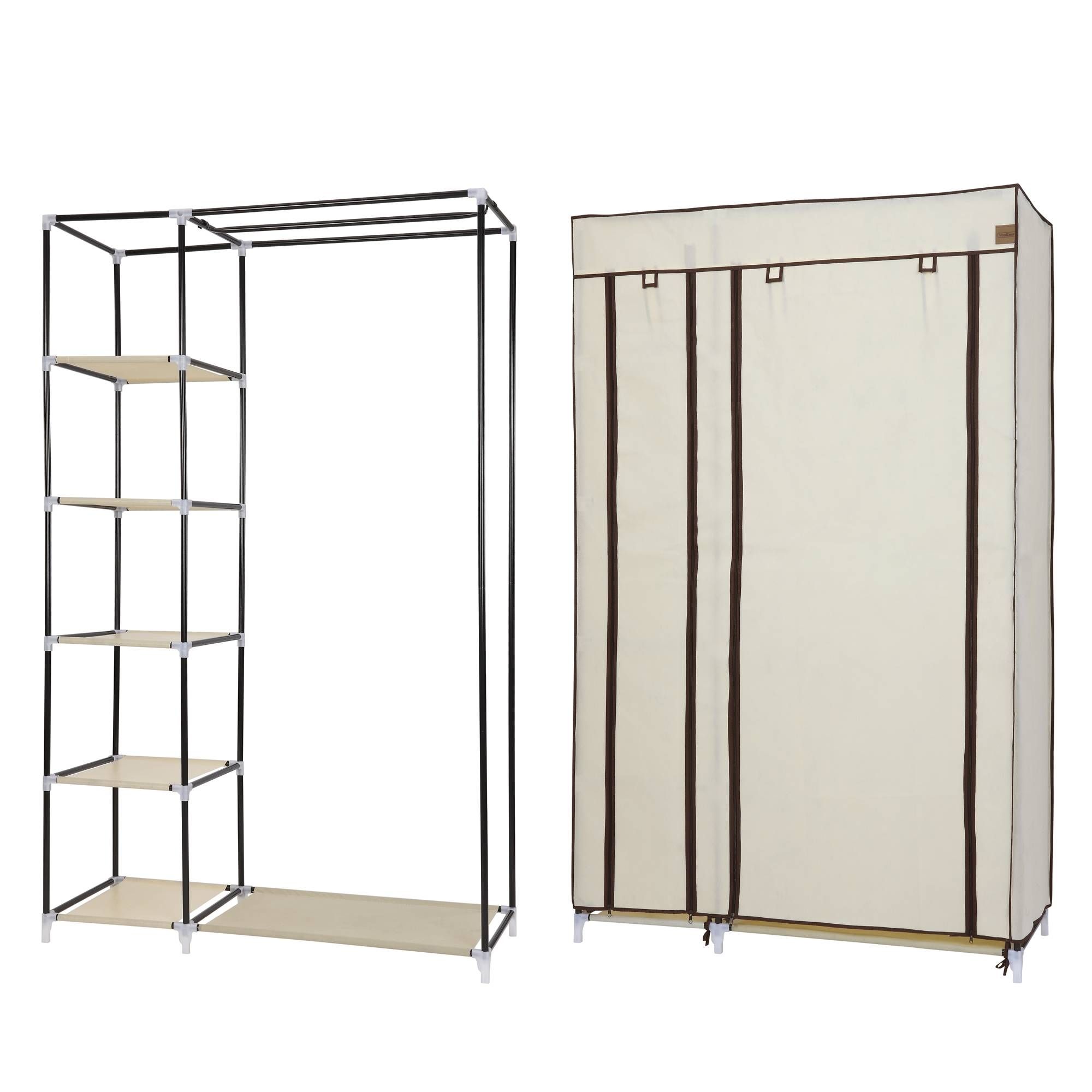 Featured Photo of Top 30 of Double Canvas Wardrobes Rail Clothes Storage