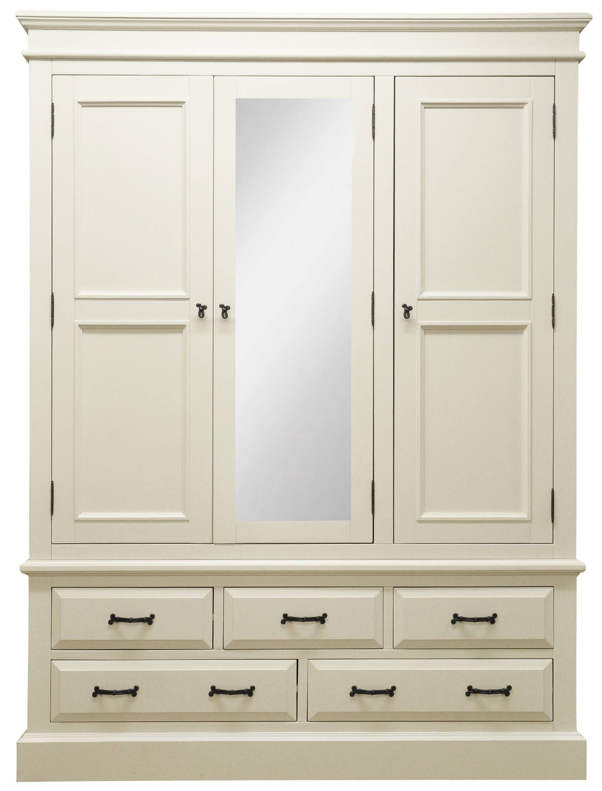 Wardrobes : Henleaze 5 Drawer Painted Wardrobe With Mirrorhenleaze Regarding White 3 Door Wardrobes With Mirror (View 15 of 15)