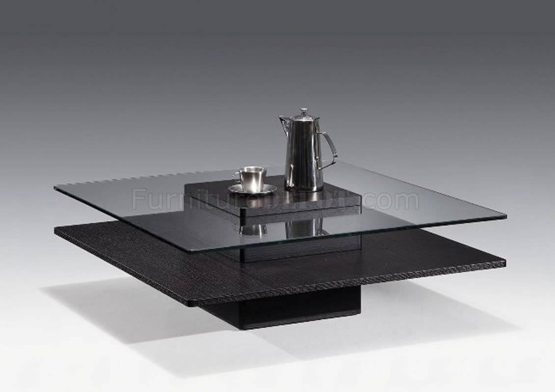 Wenge Finish Contemporary Coffee Table W/square Glass Top Intended For Square Black Coffee Tables (View 29 of 30)