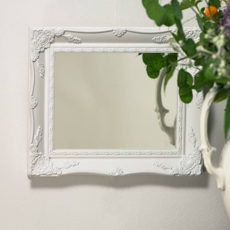 White Ornate French Mirrorhand Crafted Mirrors Inside Vintage White Mirrors (View 17 of 25)