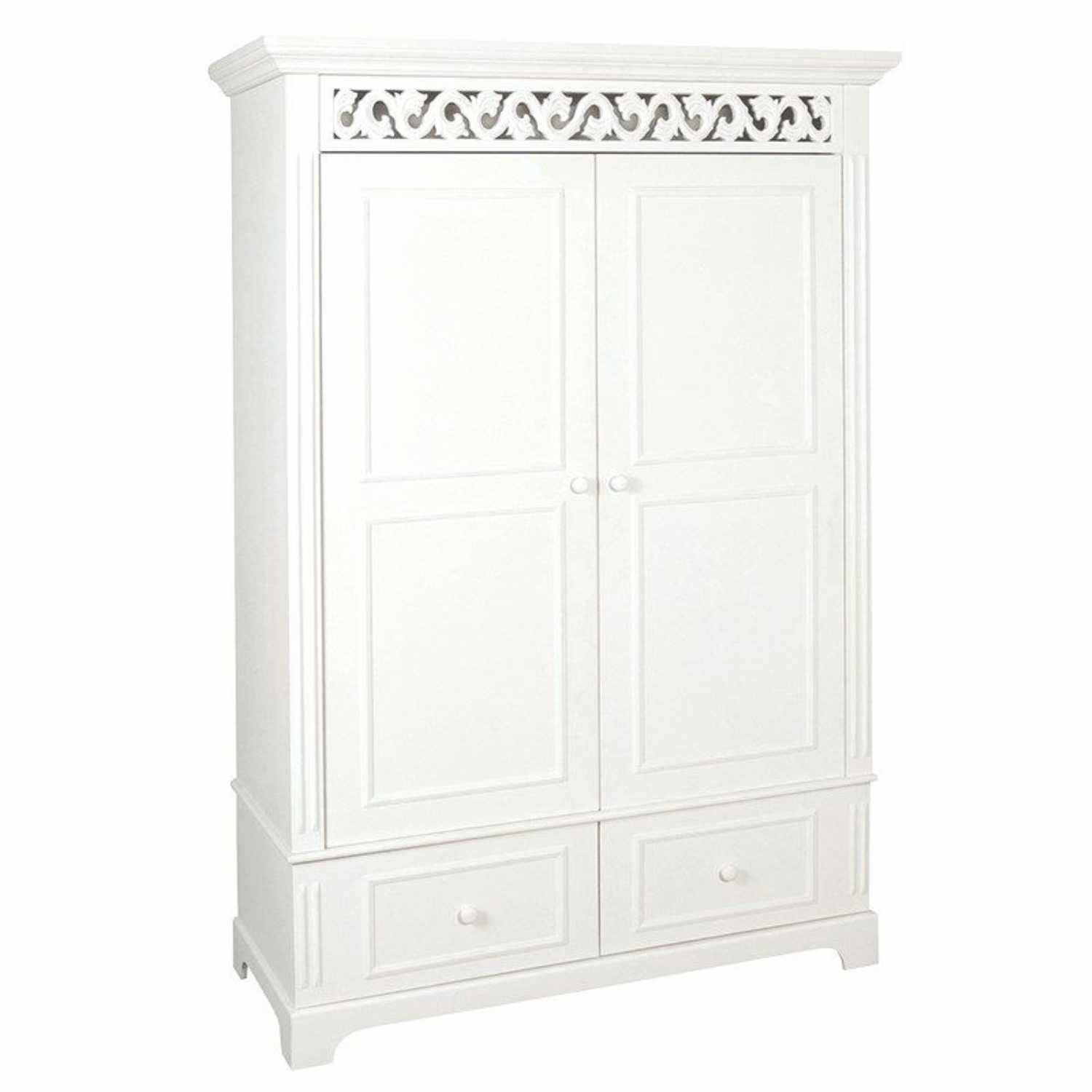 White Painted Shabby Chic Belgravia Large Double 2 Drawer Wardrobe Within White Double Wardrobes (View 9 of 15)