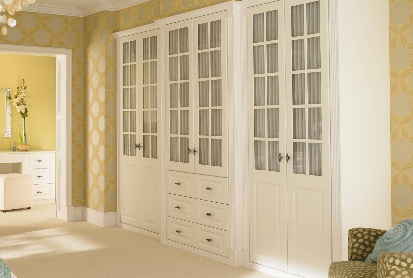 White Wood Wardrobe, Double Mirrored Wardrobe Wardrobe Closet Within Solid Wood Fitted Wardrobe Doors (View 22 of 30)