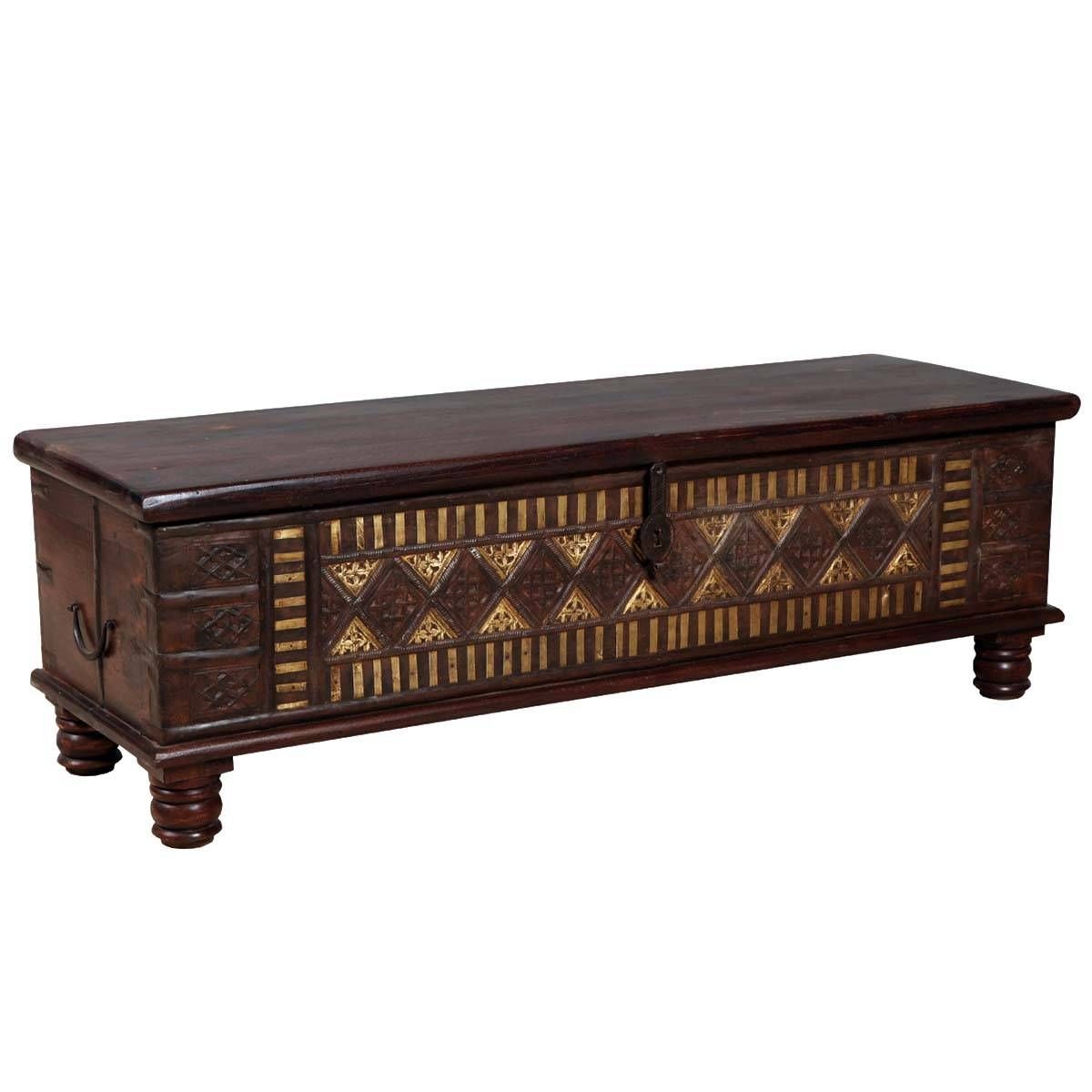 Winter Buddha Mango Wood & Brass Rustic Coffee Table Chest With Buddha Coffee Tables (View 26 of 30)
