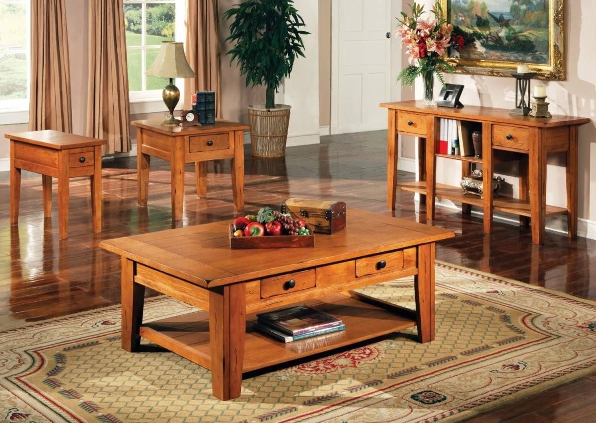 Wonderful Coffee And End Table Set For Living Room – White Coffee Inside Cherry Wood Coffee Table Sets (View 17 of 30)