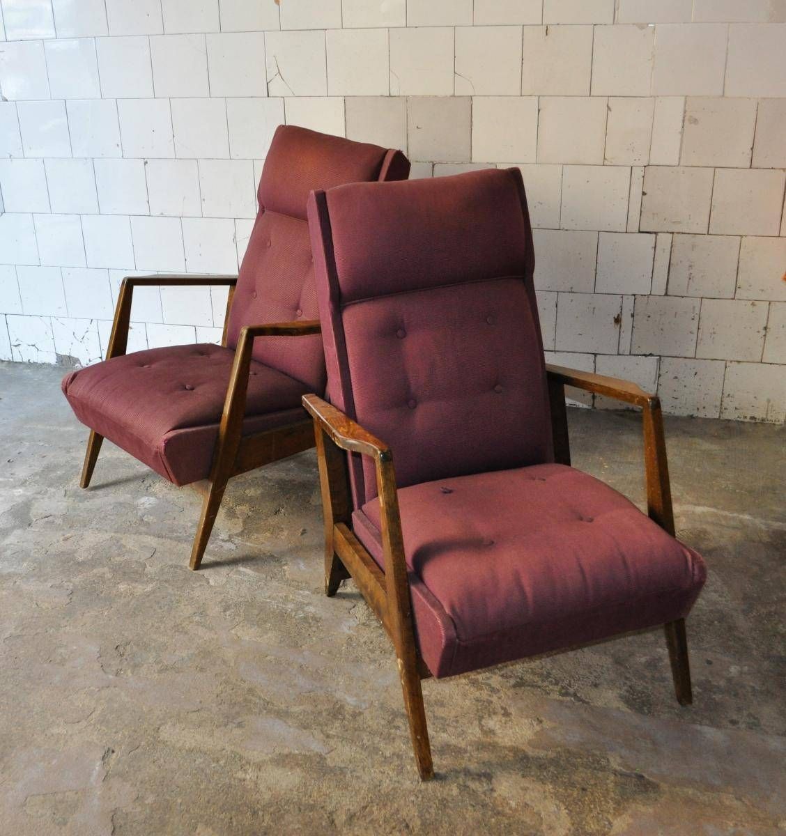 Wood And Fabric Armchairs From Gmc, 1960s, Set Of 2 For Sale At Pamono In Fabric Armchairs (View 23 of 30)