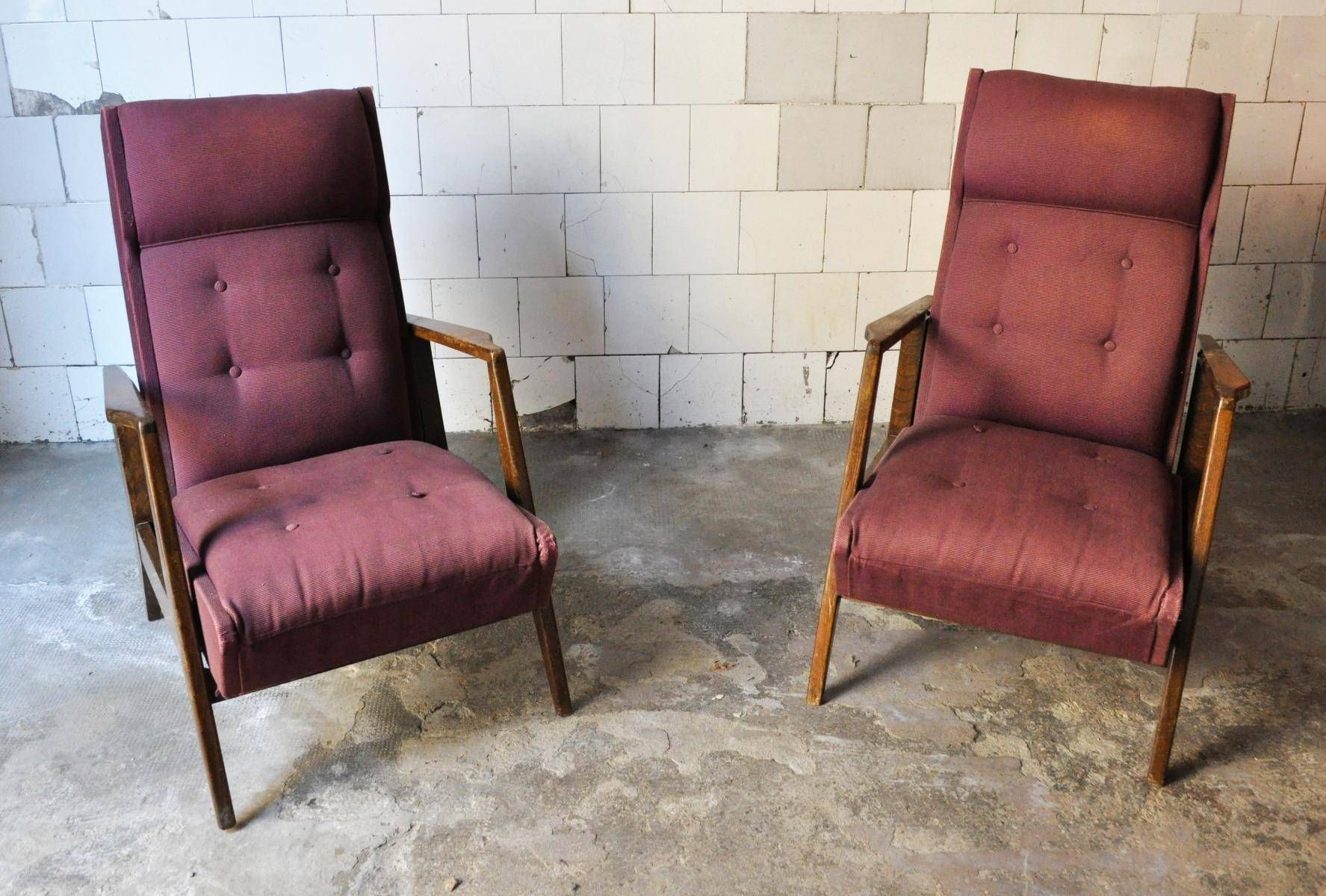 Wood And Fabric Armchairs From Gmc, 1960s, Set Of 2 For Sale At Pamono In Fabric Armchairs (View 17 of 30)