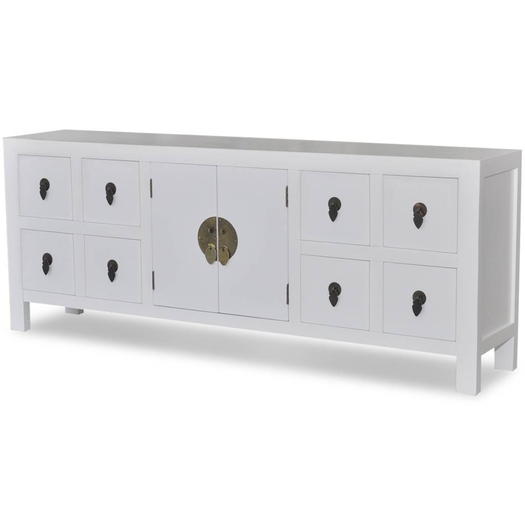 Wooden Asian Sideboard Tv Cabinet 8 Drawers And 2 Doors | Vidaxl For Asian Sideboards (View 11 of 30)