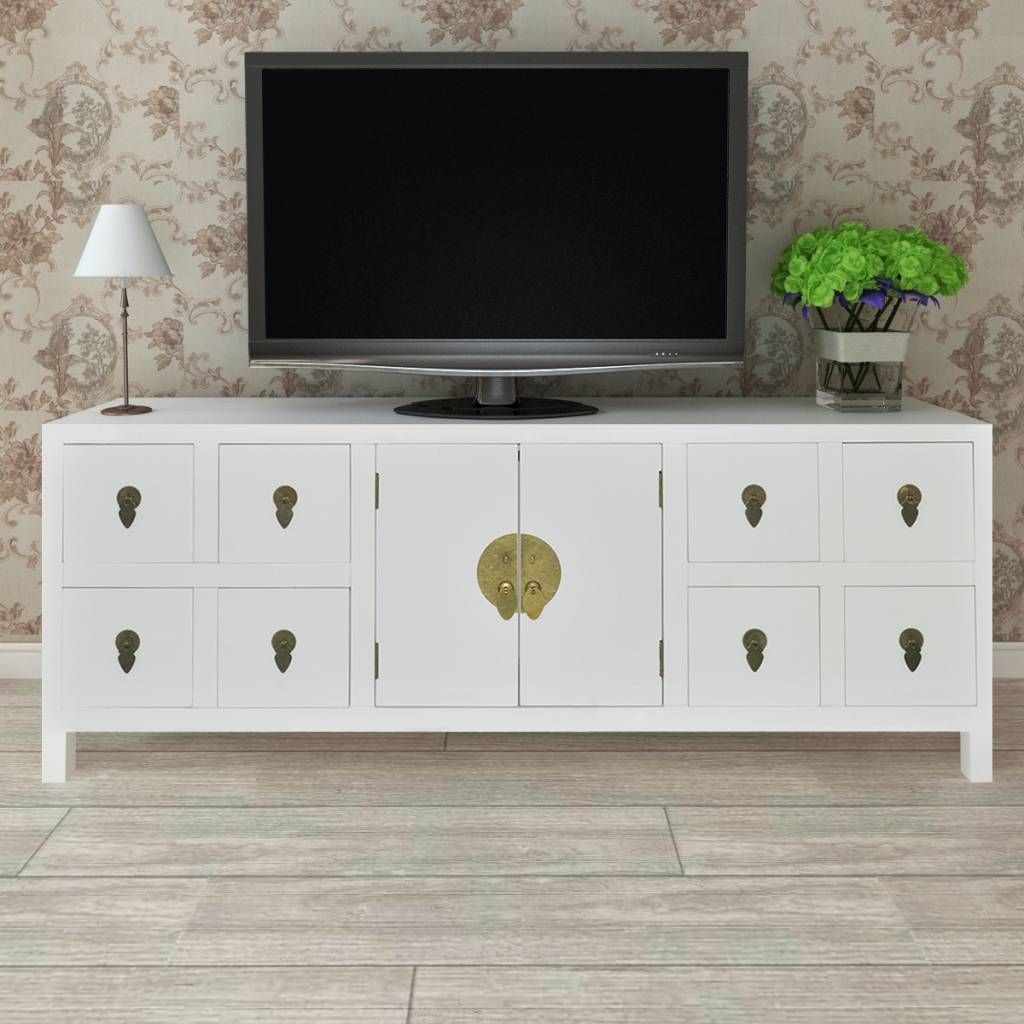 Wooden Asian Sideboard Tv Cabinet 8 Drawers And 2 Doors | Vidaxl For Sideboards Tv (View 17 of 30)