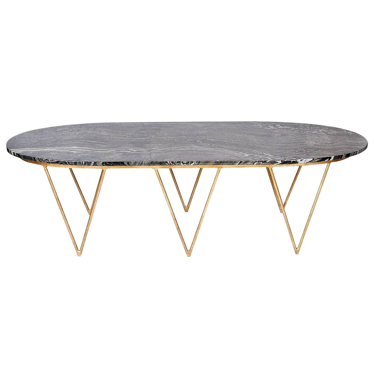 Worlds Away Surf Gold Leafed Coffee Table Black Marble Top Intended For Black And Grey Marble Coffee Tables (View 20 of 30)
