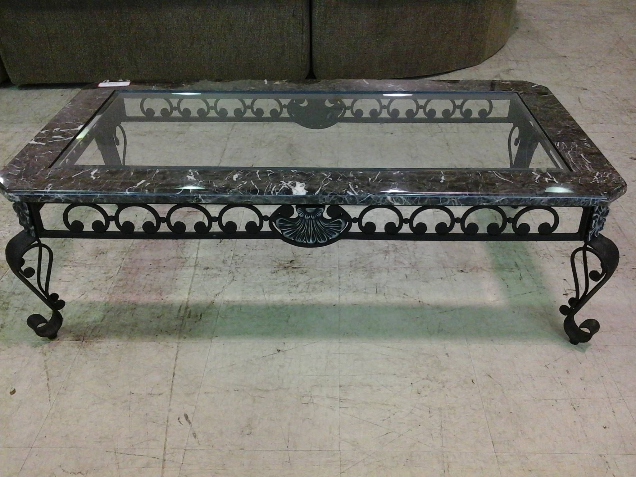 Wrought Iron Coffee Table With Marble Top | Coffee Tables Decoration Intended For Black And Grey Marble Coffee Tables (View 26 of 30)