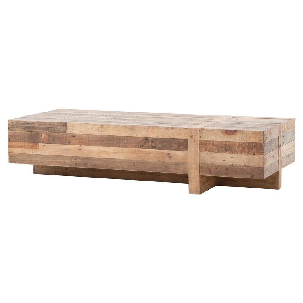Wyatt Rustic Lodge Chunky Reclaimed Wood Rectangle Coffee Table Pertaining To Chunky Coffee Tables (View 29 of 30)