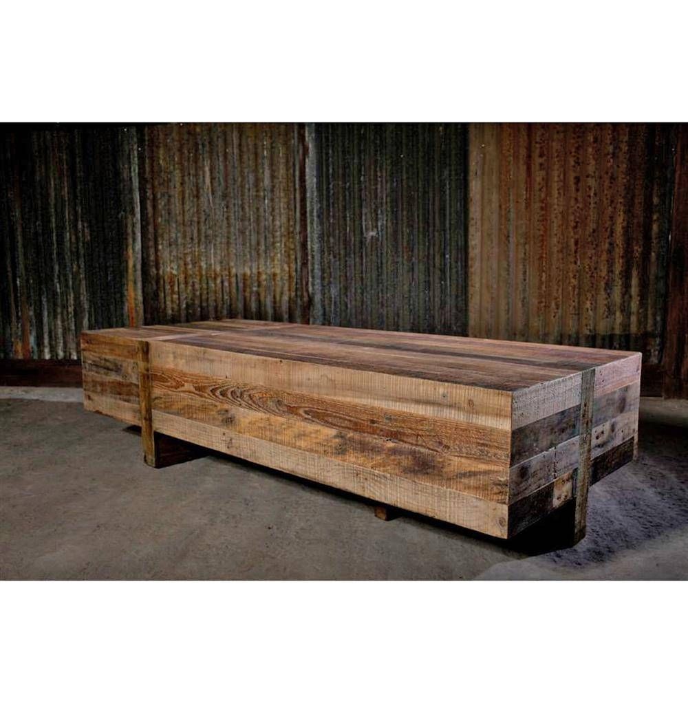 Wyatt Rustic Lodge Chunky Reclaimed Wood Rectangle Coffee Table Within Chunky Coffee Tables (Photo 19 of 30)