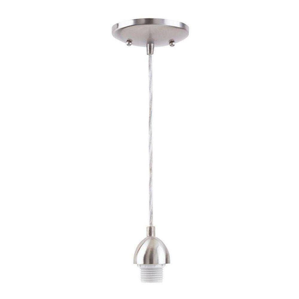 1 Light Brushed Nickel Mini Pendant 7028400 – The Home Depot Within Retractable Pendant Lights Fixtures (View 4 of 15)