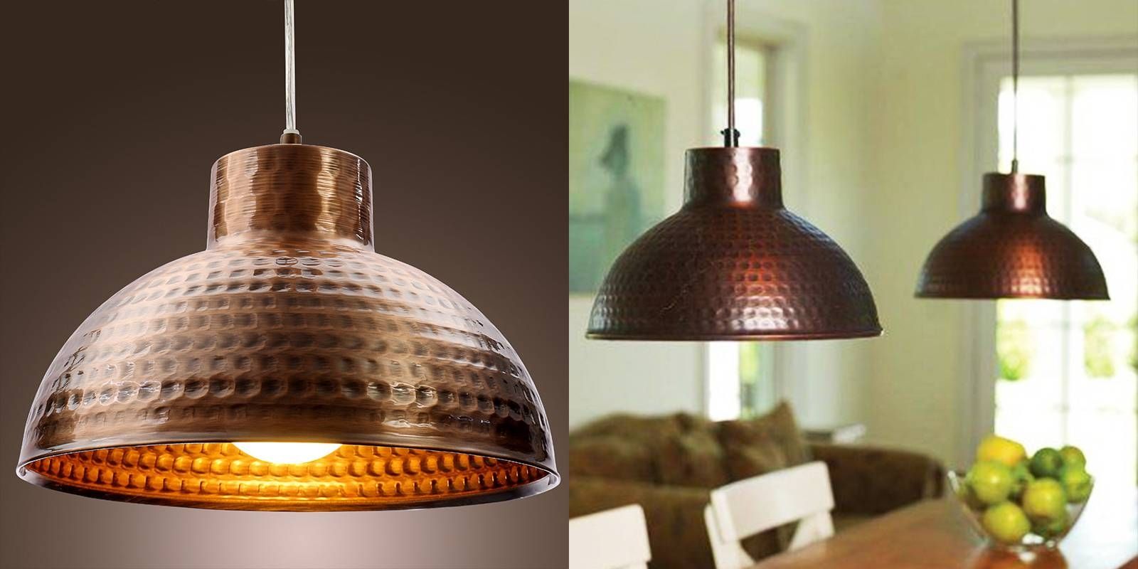 hammered copper lighting for kitchen
