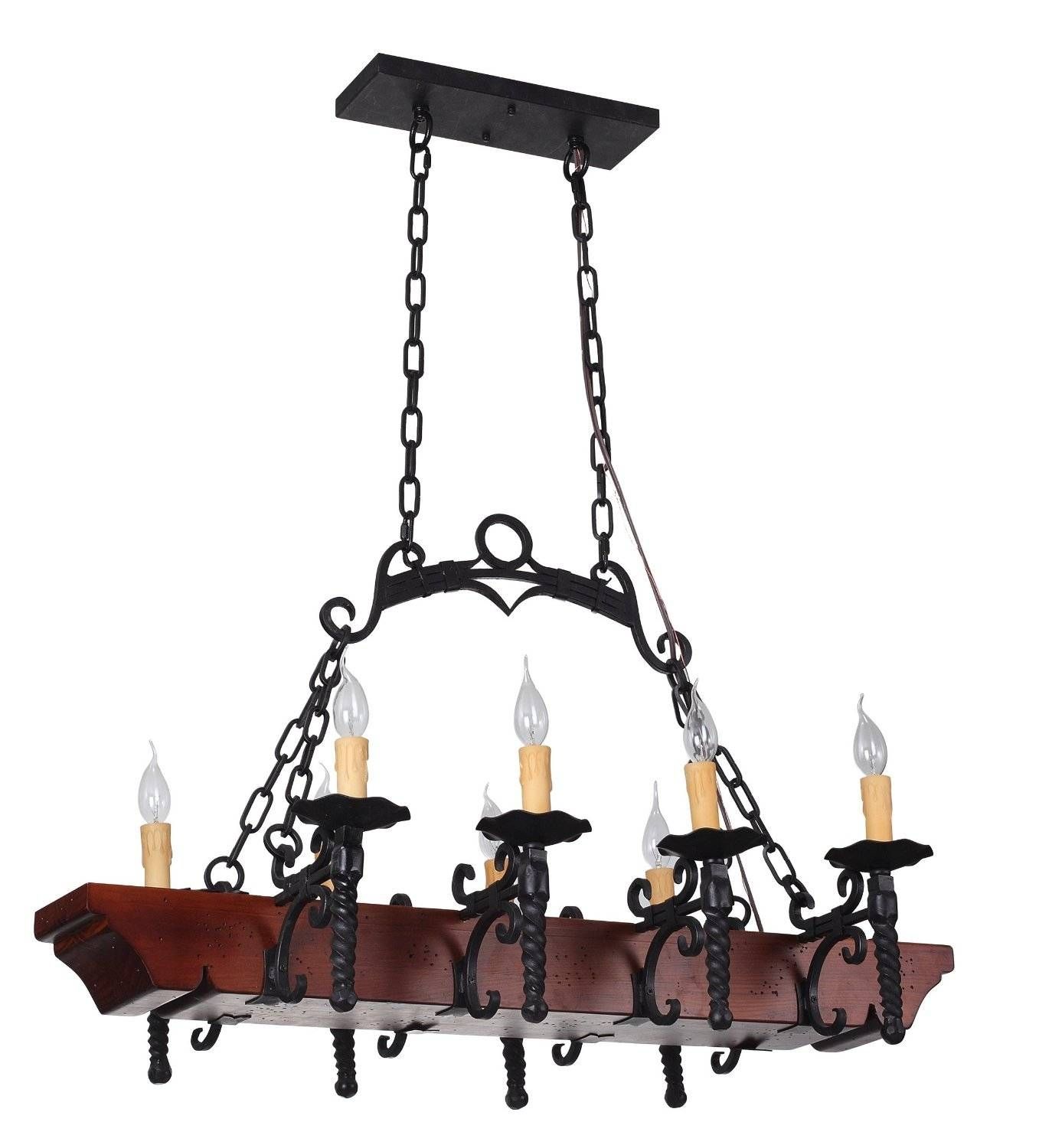 12 Best Rustic Wood And Metal Chandeliers | Qosy With Regard To Wrought Iron Lights Fixtures For Kitchens (View 8 of 15)