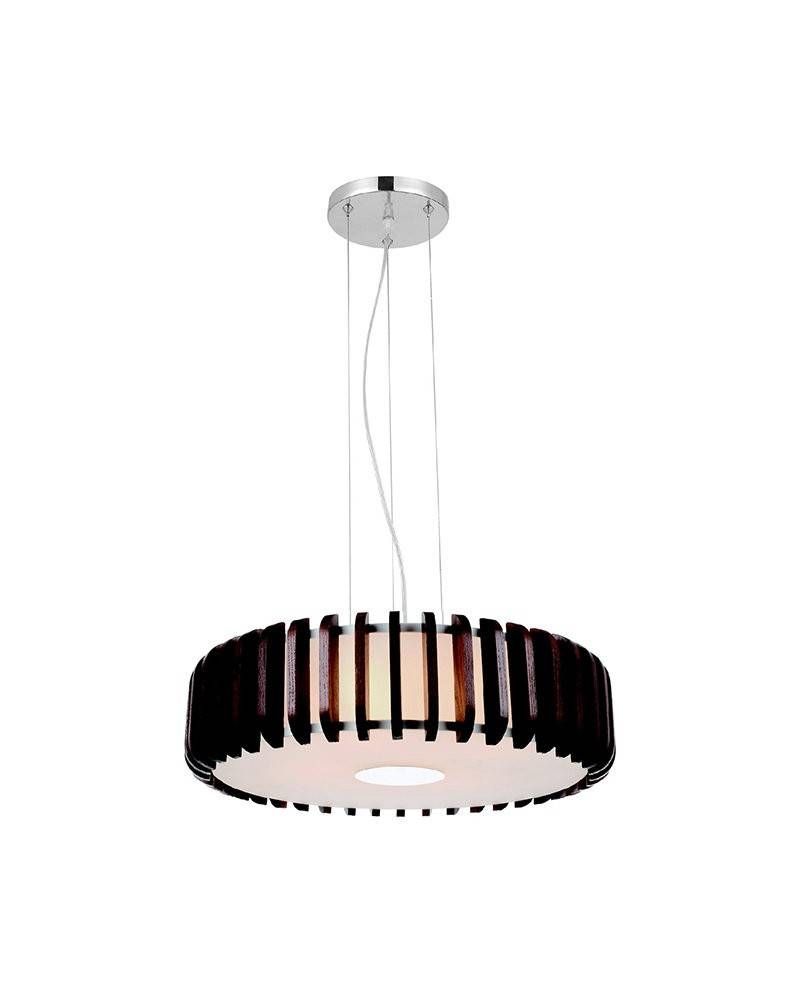 19 2/3" Modern Glass Shade Pendant Light With Nut Brown Wooden Within Brown Drum Pendant Lights (Photo 13 of 15)