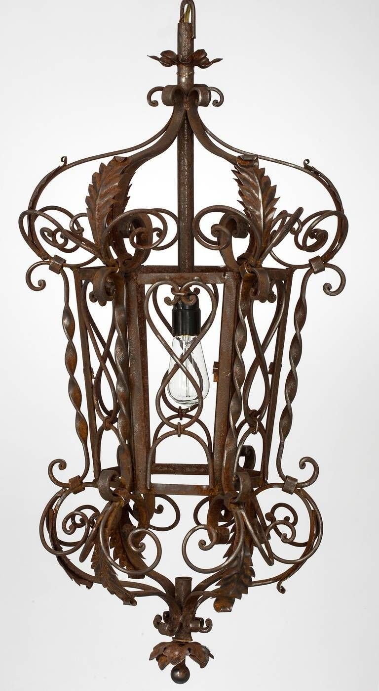 1920s Wrought Iron Lantern Pendant Chandelier For Sale At 1stdibs With Wrought Iron Pendants (Photo 11 of 15)