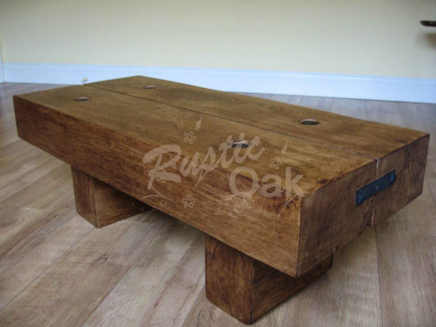 2 Beam Coffee Table With Rustic Bolts – Rustic Oak Regarding Rustic Oak Coffee Tables (View 4 of 15)