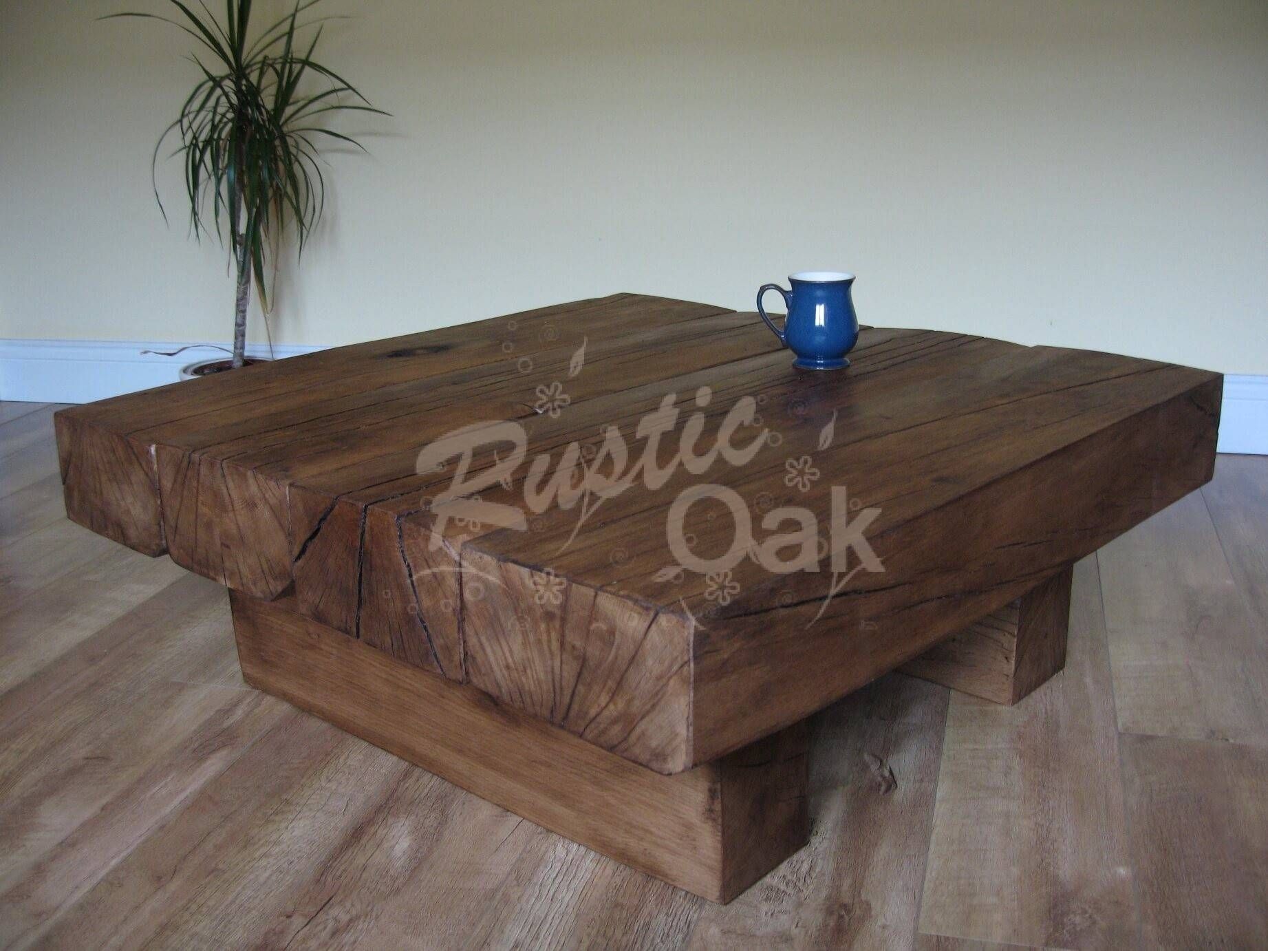 4 Beam Square Coffee Table – Rustic Oak For Rustic Oak Coffee Tables (View 3 of 15)