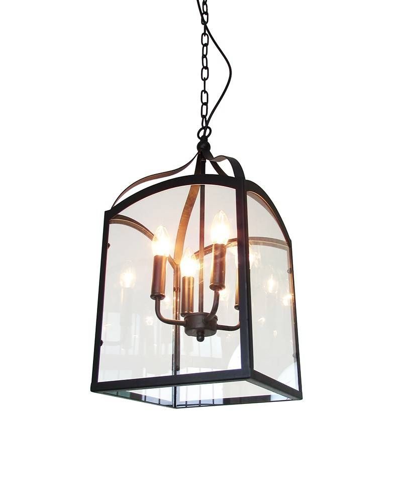 4 Lights Vintage Industrial Style Rusty Wrought Iron Glass Pendant In Wrought Iron Pendants (View 13 of 15)