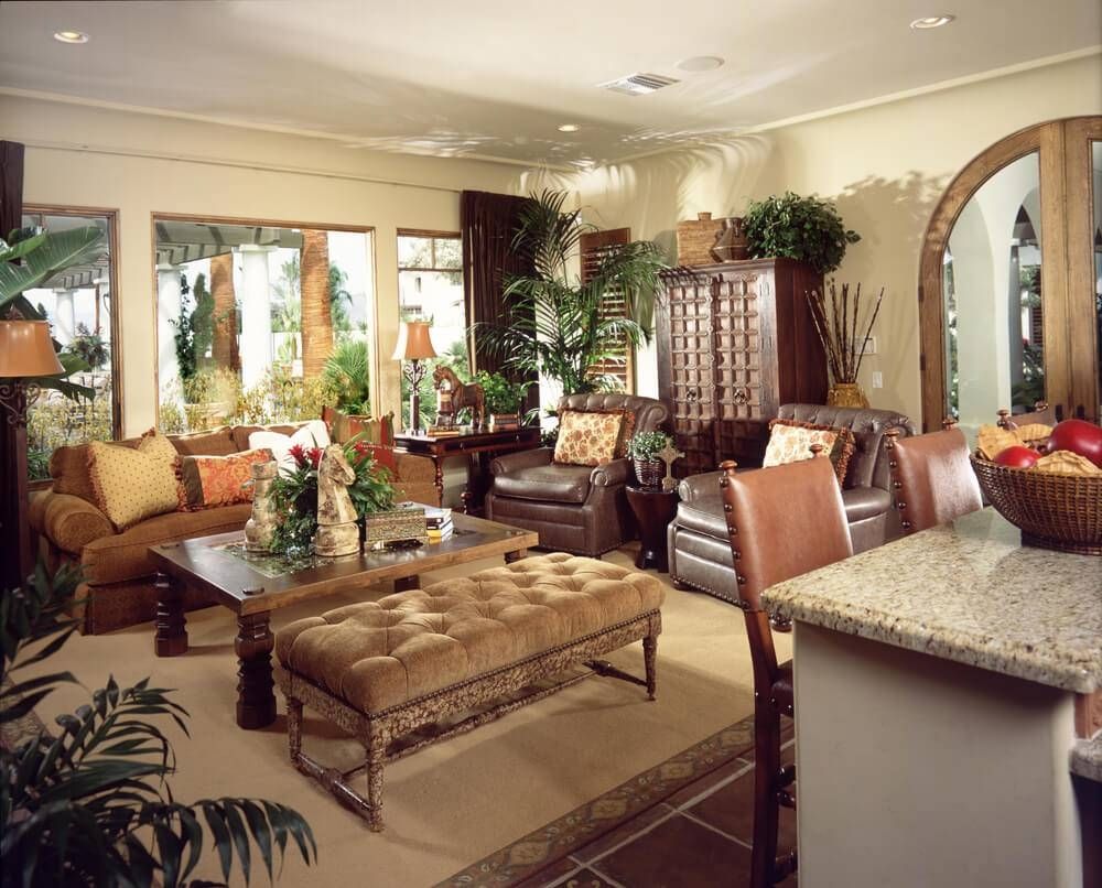 50 Beautiful Living Rooms With Ottoman Coffee Tables With Overstuffed Sofas And Chairs (Photo 14 of 15)