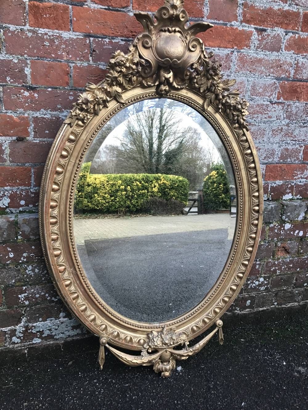 A Superb Antique 19th Century French Carved Wood & Gesso Original Pertaining To Oval French Mirrors (View 14 of 15)