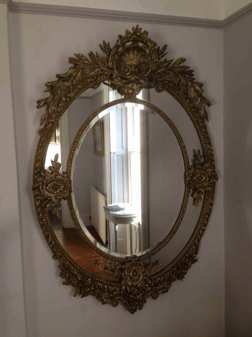 A Wonderful Large Antique 19th Century French Carved Wood Oval Intended For Large Oval Wall Mirrors (View 7 of 15)