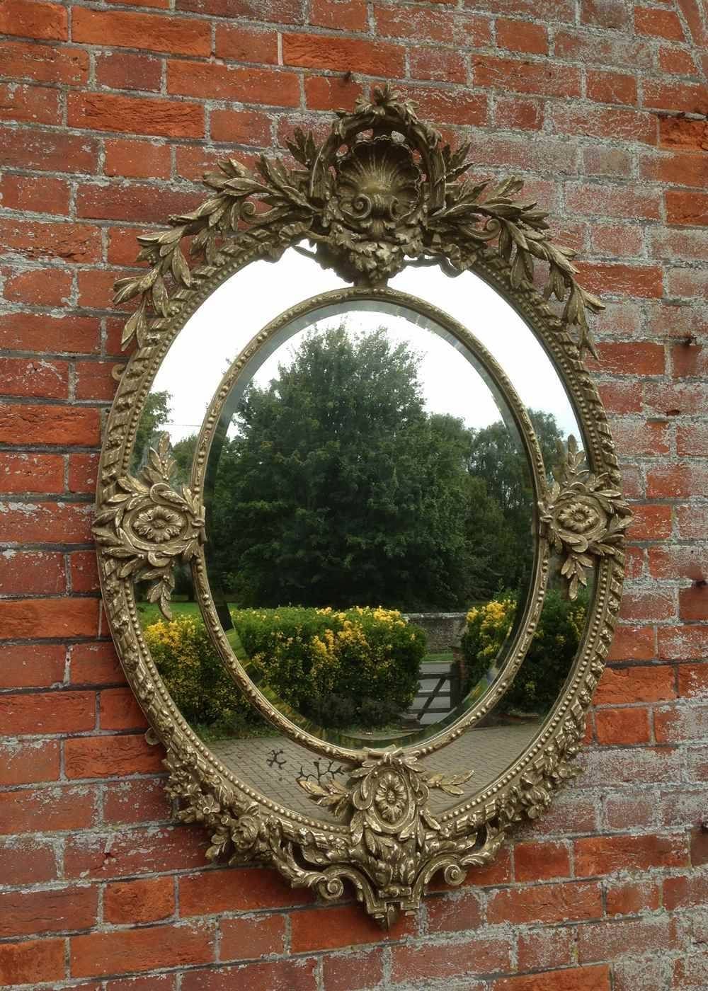 A Wonderful Large Antique 19th Century French Carved Wood Oval Intended For Oval French Mirrors (View 5 of 15)